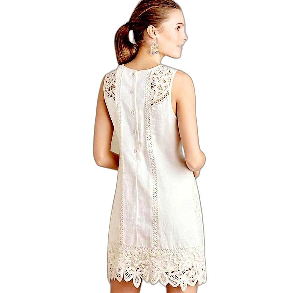 Anthropologie Moulinette Soeurs Ivory Lace Garden Sleeveless Shift Dress Size 4 - Picture 3 of 16